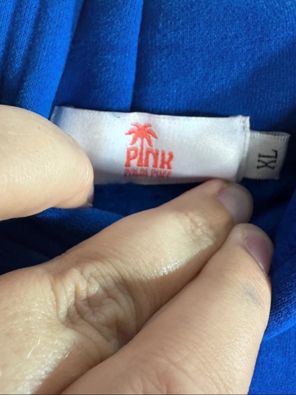 Pink Palm Puff Hawaii Hibiscus Hoodie XL Oceanic Blue Coastal Beach Seashell - Picture 6 of 8